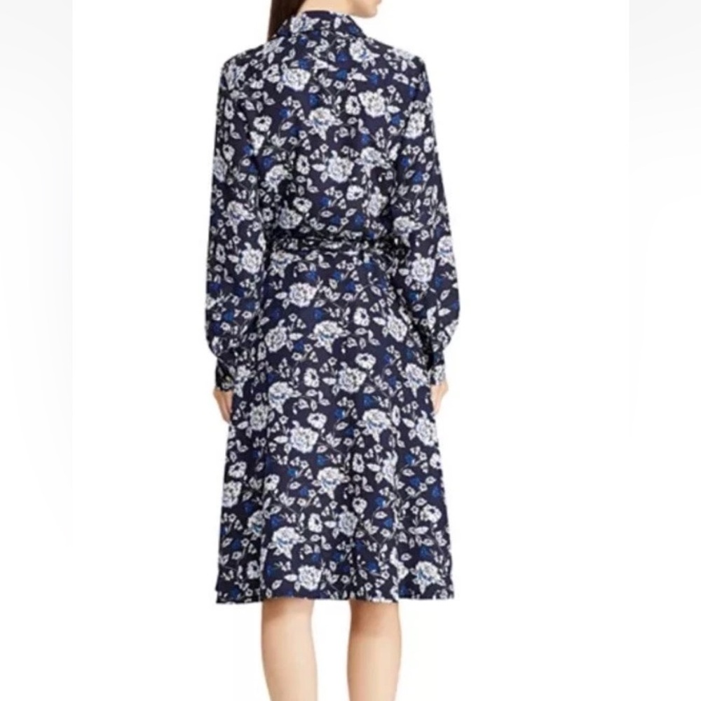 NWT $155 Ralph Lauren Navy Floral Long Sleeve shirts Dress Sz 2,4 - Picture 3 of 7